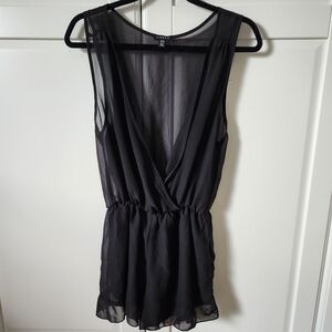 UK2LA Black mesh romper ruffles Size M